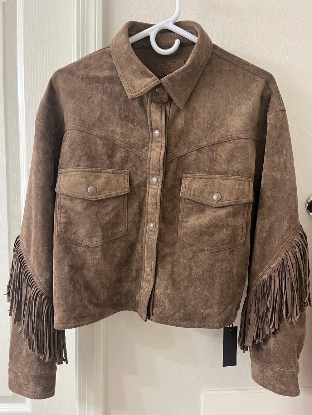 Blank NYC Brown Fringe Suede Cropped Jacket - Picture 2 of 5